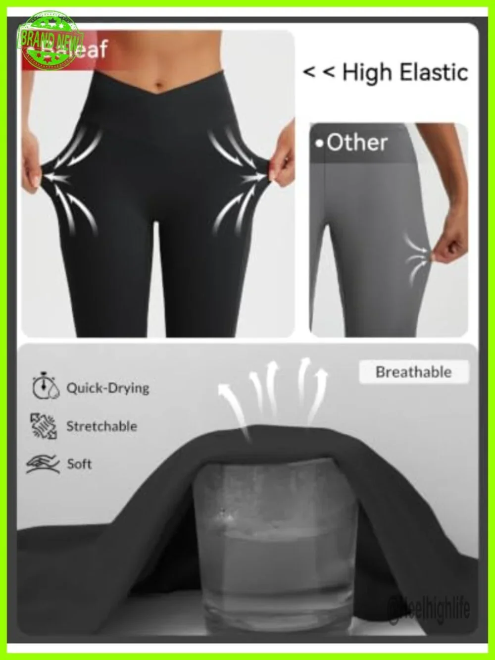 Women's High Waist Capri Leggings with Pockets V Waistband